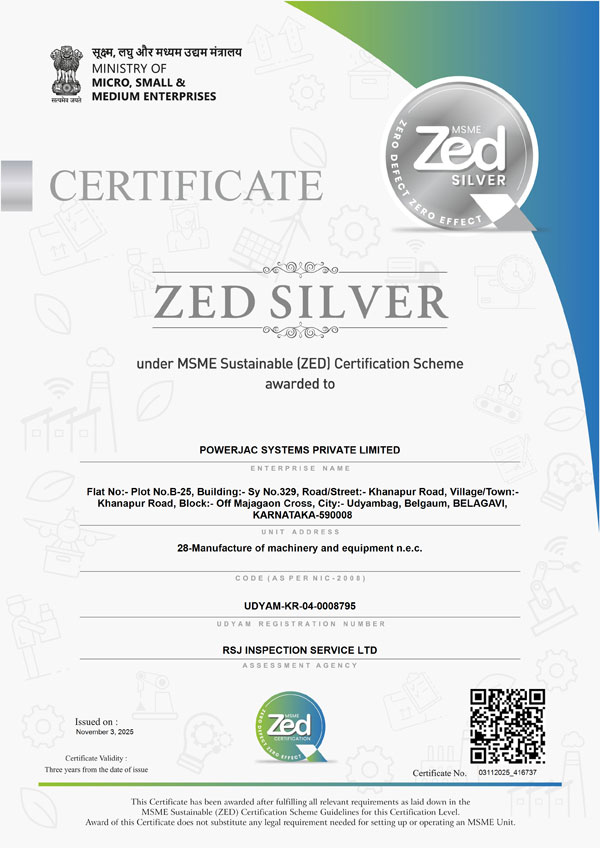 Zed Silver Certified- POWERJAC Systems Pvt. Ltd. Hydraulic Jacks Manufacturer